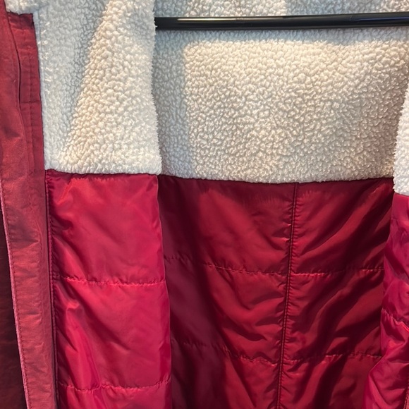 Red Coat with Hood and Drawstring Waist - Picture 3 of 4